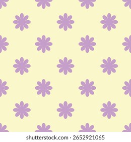 Floral pattern with purple flowers on a yellow background