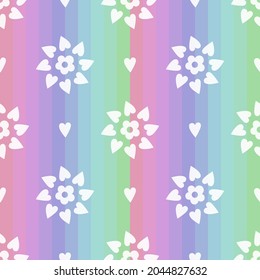 floral pattern rainbow stripes hearts print for baby vector image