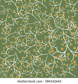 Floral pattern with random branches and berries. Good for fabrics, wallpapers, cards,papers. Retro style.