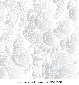 Floral pattern in a realistic style. It contains shadows, gradients, bubbles. Abstract illustration, tracery. Curved lines, doodling.