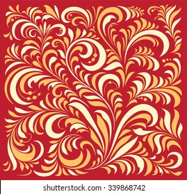 Floral pattern. Red background.