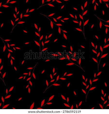 Floral pattern with red and black leaves featuring a nature design for wallpaper, background, decoration, art, texture, print