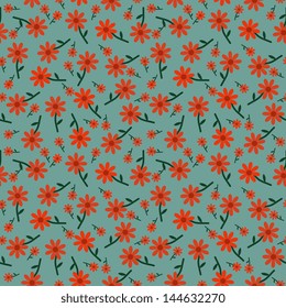 Floral pattern with red flowers