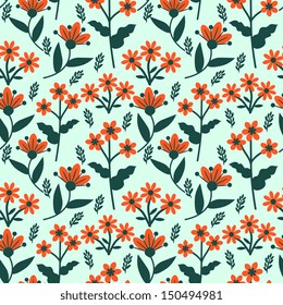 Floral pattern with red flowers