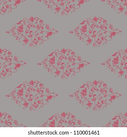 floral pattern with red flowers on grey background