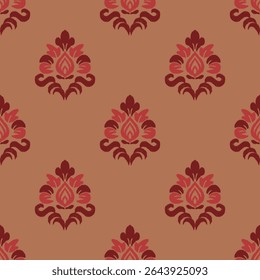 Floral pattern, Red flowers, Seamless background, Decorative paper, Fabric print
