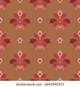 Patrón floral, flores rojas, fondo inconsútil, papel decorativo, impresión de la tela
