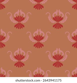 Patrón floral, flores rojas, fondo inconsútil, papel decorativo, impresión de la tela
