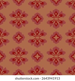 Floral pattern, Red flowers, Seamless background, Decorative paper, Fabric print
