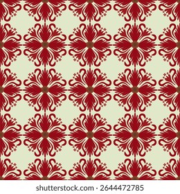 Floral pattern, Red flowers, Seamless background, Decorative paper, Fabric print
