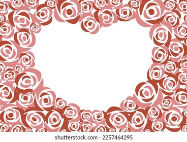 Patrón floral con rosas retro rojas. En el medio, en forma de corazón. Ilustración vectorial.