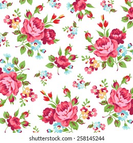 Floral pattern with red rose