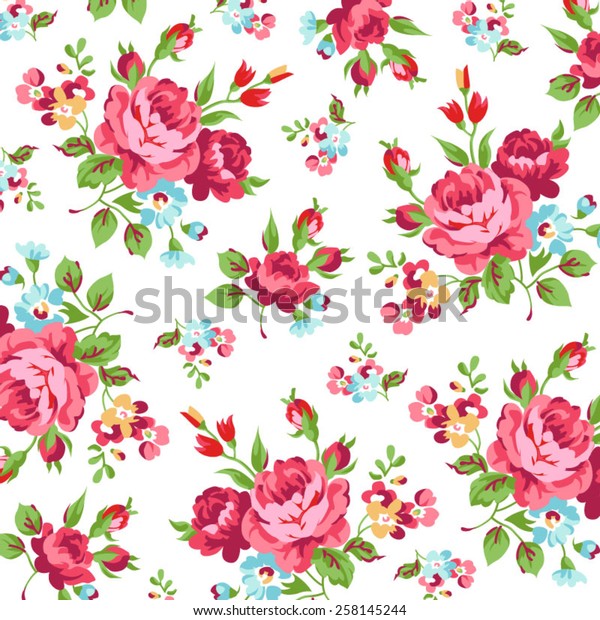 Floral Pattern Red Rose Stock Vector (Royalty Free) 258145244