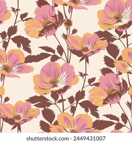 Floral Pattern in Retro Style. Vector illustration