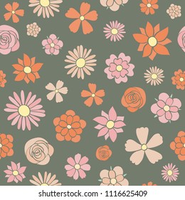 Floral pattern in retro style - wrapping paper. Mother's Day, Woman's Day and Valentine's Day. Vector.