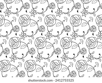 floral pattern with roots and leaves, vector design