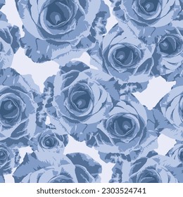 Patrón floral. las flores de rosa son azules. Ilustración de alta calidad,Patrón floral sin soldadura sobre un fondo blanco. Flores de rosa azul sin foco sobre fondo blanco con San Valentín, textiles, extra.,