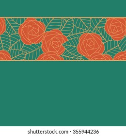 Floral pattern with roses. Hand drawn texture with flowers. Ornate background can be used for card, postcard, poster, invitation, wallpaper, textile design, fabric design, cover, banner.