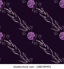 Floral pattern with roses and lavender