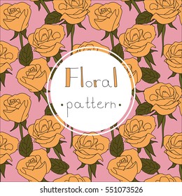 Floral pattern of roses. Pattern for textile, background, wallpaper, wrapping paper, backpack or the phone case.. Cute Rose. Vector illustration. Lovely soft colors Line art