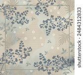 Floral Pattern Sage Leaf Hijab Scarft Design by vulpus.creartor