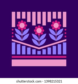 Floral pattern in Scandinavian style for textile design. Trendy square vector background. Cute simple ornament. 