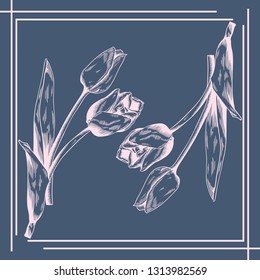 floral pattern for scarf and textile print background. 