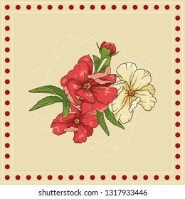 floral pattern for scarf and textile print background. polka dots, geometric