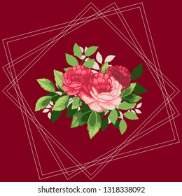 floral pattern for scarf and textile print background. frame 