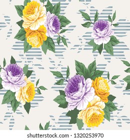 floral pattern for scarf and textile print background. geometric flower pattern