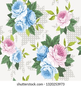 floral pattern for scarf and textile print background. geometric flower pattern