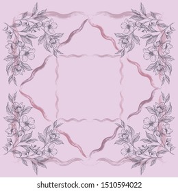 floral pattern for scarf and textile print, geometric flower patter, background-vector