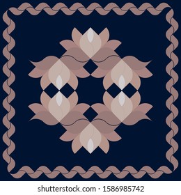 floral pattern for scarf and textile print, geometric flower pattern -vector, background