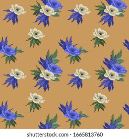 floral pattern for scarf and textile print, seamless pattern, background-vector