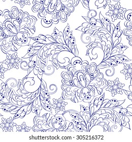 Floral Pattern. Seamless Asian Textile Background