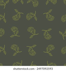 Floral pattern. Seamless background with different kinds of fabulous flowers, herbs, leaves on dark background. Beautiful Botanical texture, Vector.