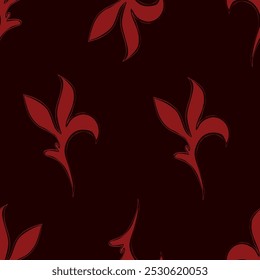 Floral pattern. Seamless background with different kinds of fabulous flowers, herbs, leaves on dark background. Beautiful Botanical texture, Vector.