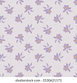 Floral pattern. Seamless background with different kinds of fabulous flowers, herbs, leaves on dark background. Beautiful Botanical texture, Vector.