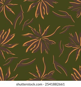 Patrón floral. Fondo sin fisuras con diferentes tipos de flores fabulosas, hierbas, hojas sobre fondo oscuro. Hermosa textura botánica, Vector.