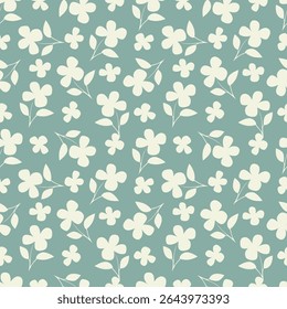 Floral pattern. Seamless background with different kinds of fabulous flowers, herbs, leaves on dark background. Beautiful Botanical texture, Vector