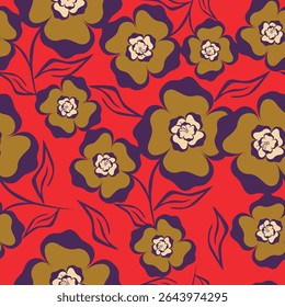Padrão floral. Fundo perfeito com diferentes tipos de flores fabulosas, ervas, folhas no fundo escuro. Bela textura Botânica, Vetor