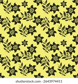 Padrão floral. Fundo perfeito com diferentes tipos de flores fabulosas, ervas, folhas no fundo escuro. Bela textura Botânica, Vetor