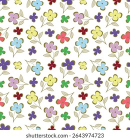 Floral pattern. Seamless background with different kinds of fabulous flowers, herbs, leaves on dark background. Beautiful Botanical texture, Vector