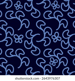 Padrão floral. Fundo perfeito com diferentes tipos de flores fabulosas, ervas, folhas no fundo escuro. Bela textura Botânica, Vetor