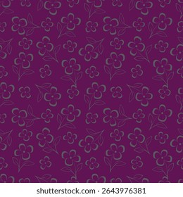 Padrão floral. Fundo perfeito com diferentes tipos de flores fabulosas, ervas, folhas no fundo escuro. Bela textura Botânica, Vetor