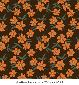 Padrão floral. Fundo perfeito com diferentes tipos de flores fabulosas, ervas, folhas no fundo escuro. Bela textura Botânica, Vetor