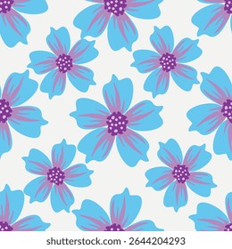 Padrão floral. Fundo perfeito com diferentes tipos de flores fabulosas, ervas, folhas no fundo escuro. Bela textura botânica, Vetor.