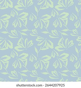 Padrão floral. Fundo perfeito com diferentes tipos de flores fabulosas, ervas, folhas no fundo escuro. Bela textura botânica, Vetor.