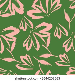 Padrão floral. Fundo perfeito com diferentes tipos de flores fabulosas, ervas, folhas no fundo escuro. Bela textura botânica, Vetor.
