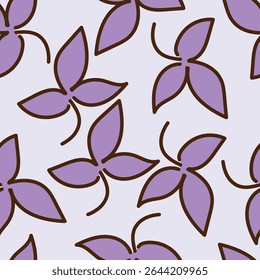 Padrão floral. Fundo perfeito com diferentes tipos de flores fabulosas, ervas, folhas no fundo escuro. Bela textura botânica, Vetor.